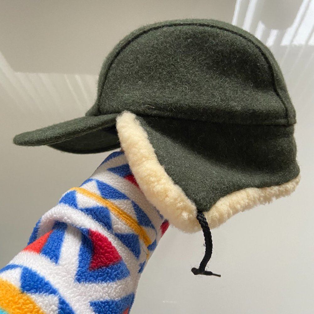 CC Filson Double Mackinaw Wool Cap Mens XL Green Ear Flap Winter Hat - Picture 2 of 9